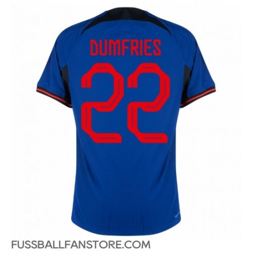 Niederlande Denzel Dumfries #22 Replik Auswärtstrikot WM 2022 Kurzarm